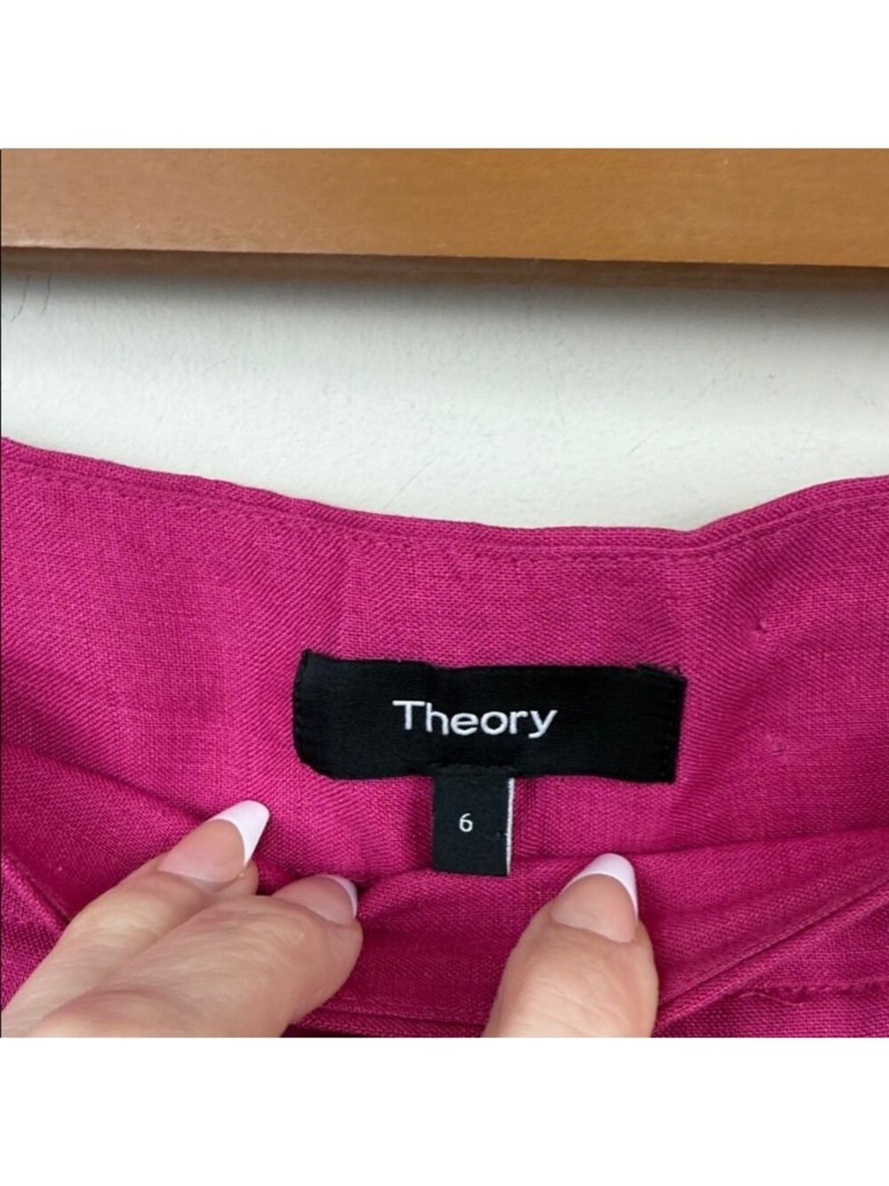 Theory Hot Pink Linen Suit Set Double Breasted Blazer & Trousers 6 - Picture 13 of 15